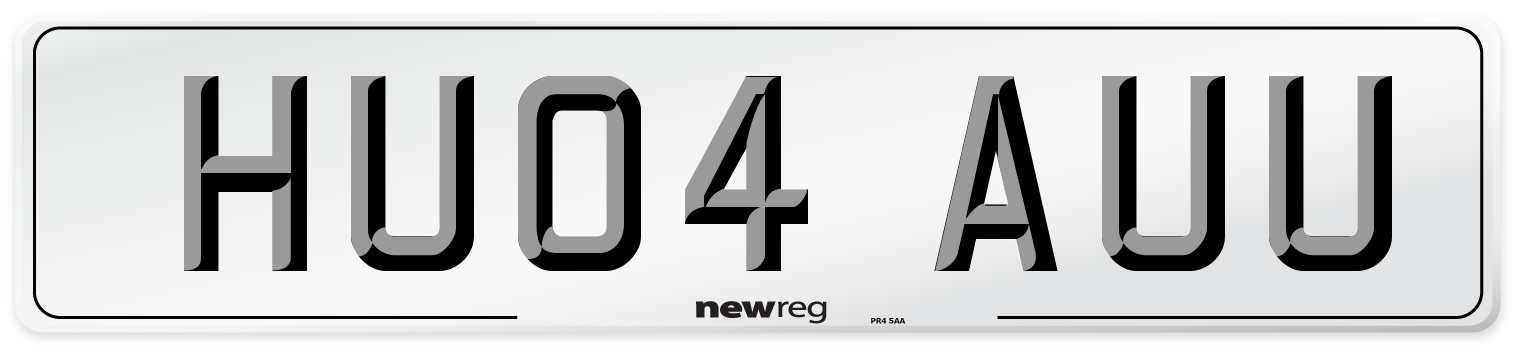HU04 AUU Number Plate from New Reg